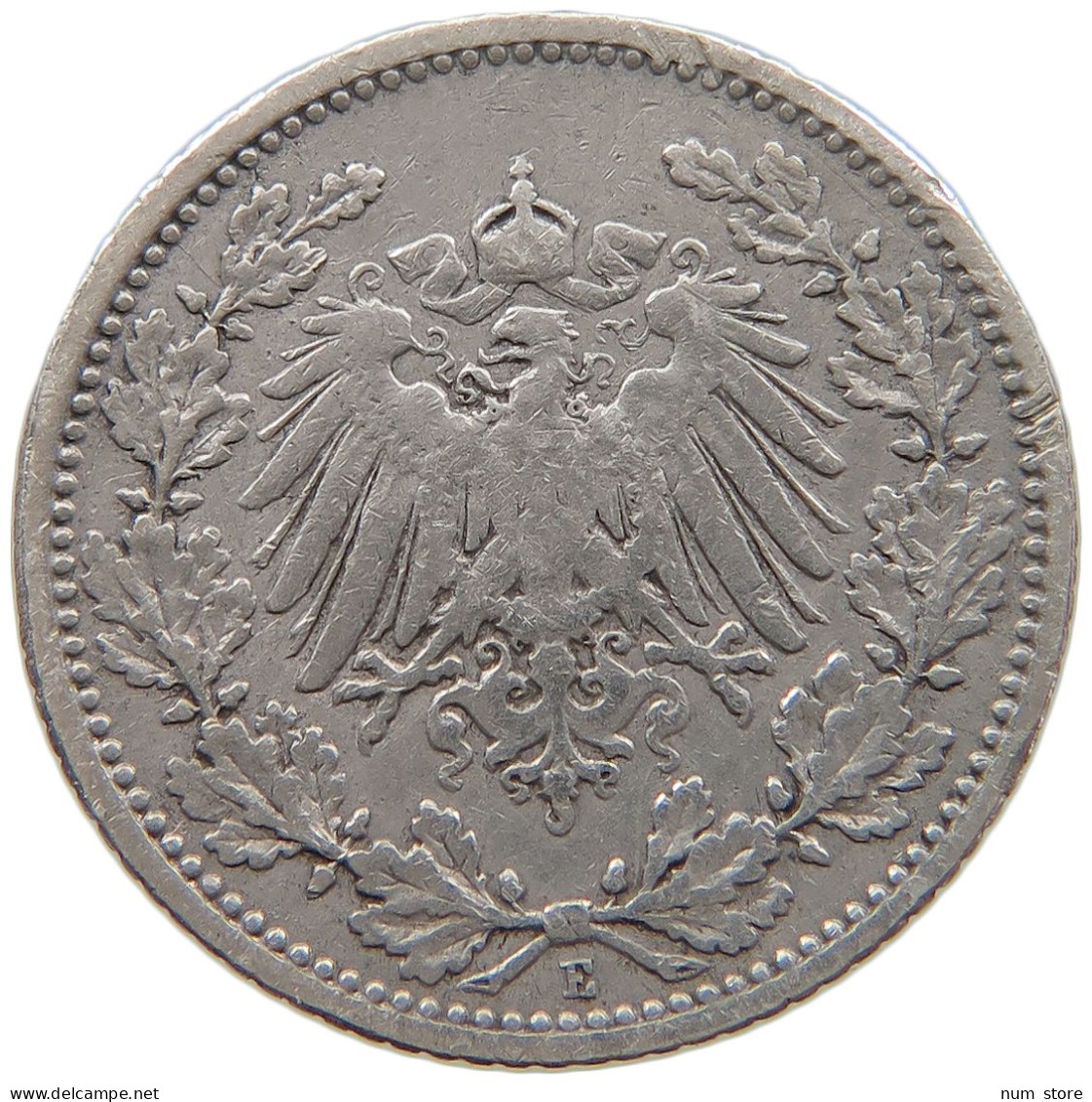 GERMANY EMPIRE 1/2 MARK 1905 E #a073 0349 - 1/2 Mark