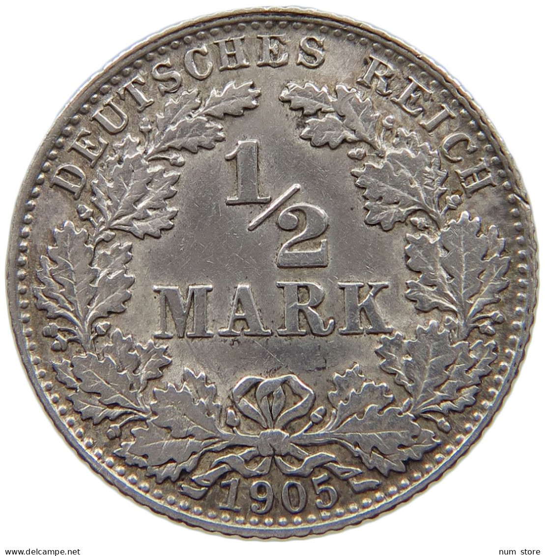 GERMANY EMPIRE 1/2 MARK 1905 D #a081 0777 - 1/2 Mark