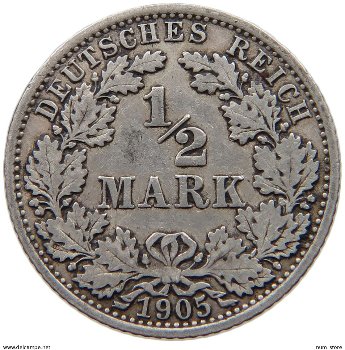 GERMANY EMPIRE 1/2 MARK 1905 A #a081 0779 - 1/2 Mark