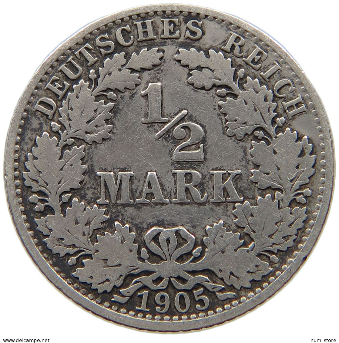 GERMANY EMPIRE 1/2 MARK 1905 A #a081 0791 - 1/2 Mark