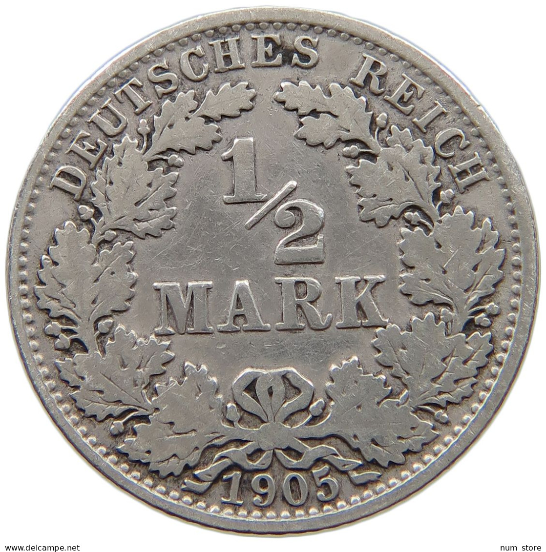 GERMANY EMPIRE 1/2 MARK 1905 A #a081 0821 - 1/2 Mark