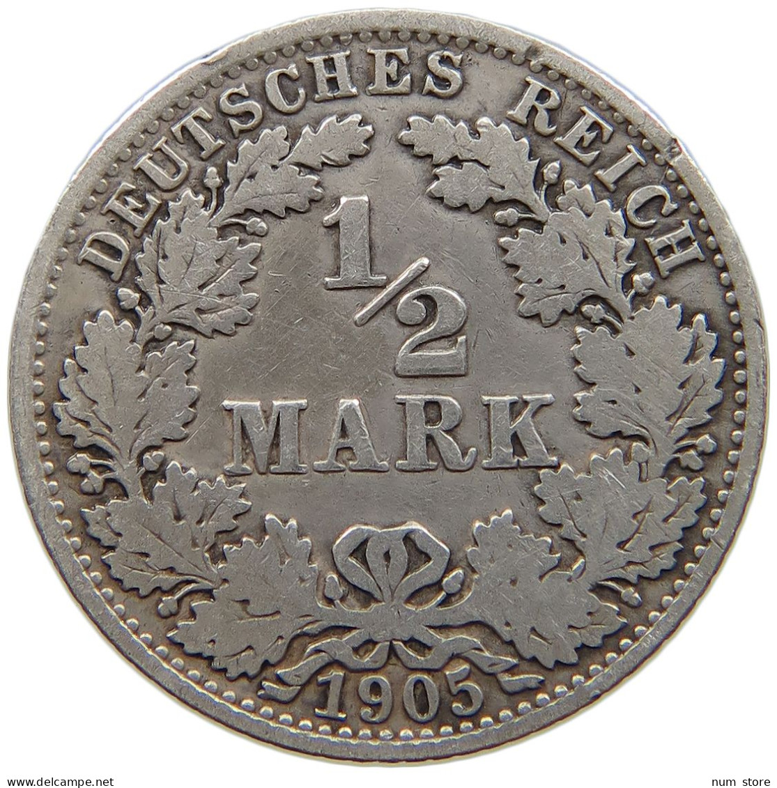 GERMANY EMPIRE 1/2 MARK 1905 A #a081 0775 - 1/2 Mark