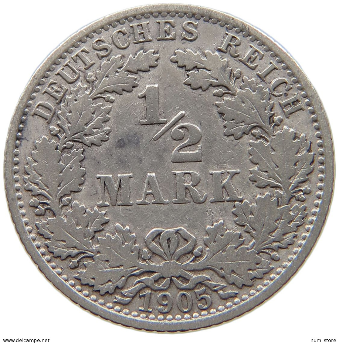 GERMANY EMPIRE 1/2 MARK 1905 A #a073 0451 - 1/2 Mark