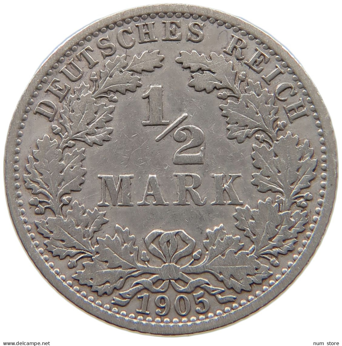 GERMANY EMPIRE 1/2 MARK 1905 A #a073 0339 - 1/2 Mark