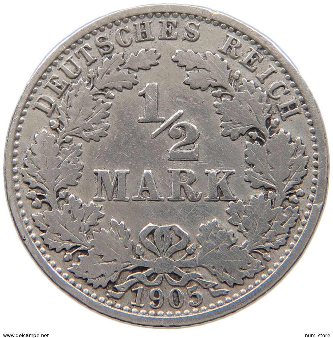 GERMANY EMPIRE 1/2 MARK 1905 A #a073 0389 - 1/2 Mark