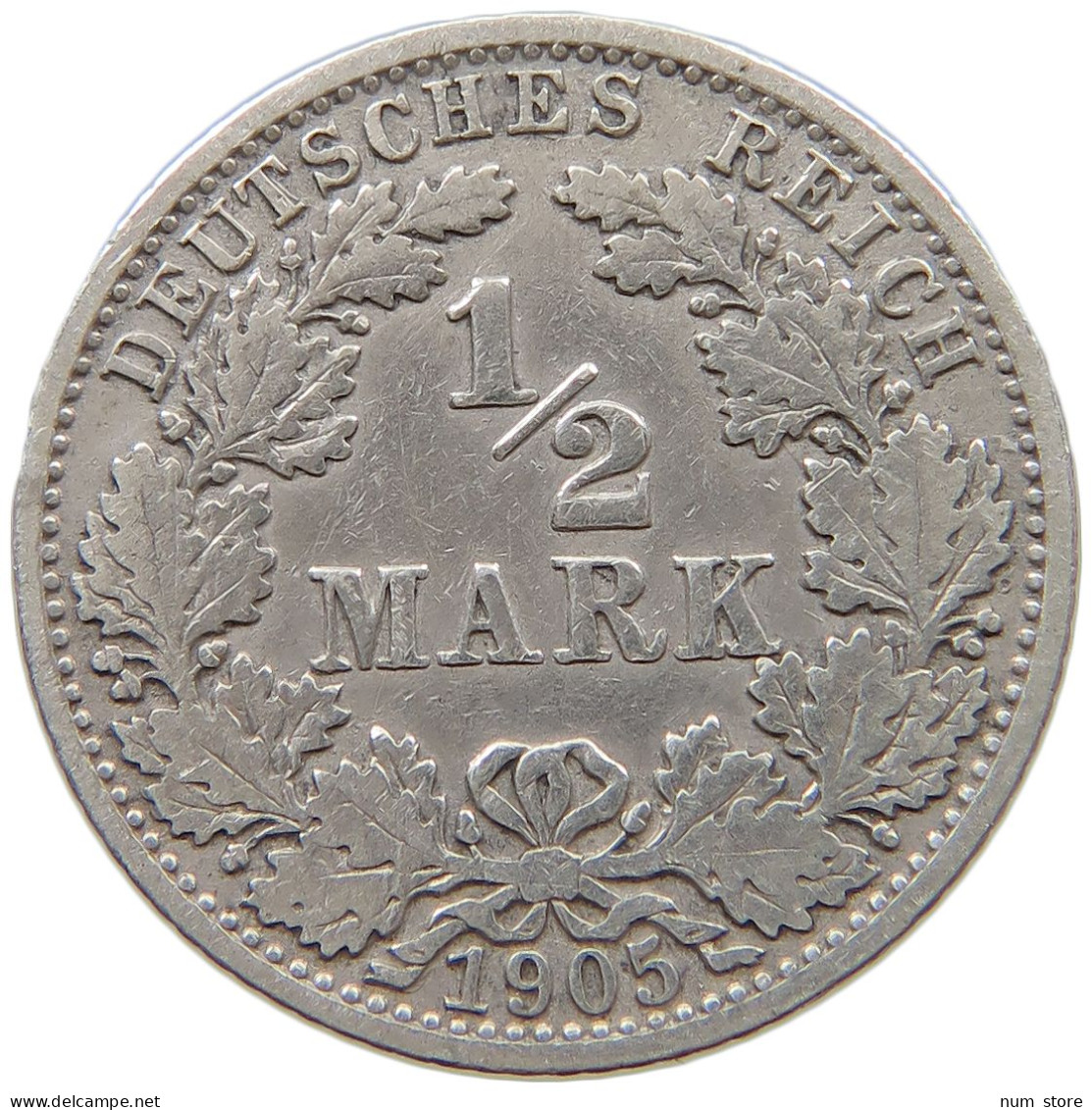 GERMANY EMPIRE 1/2 MARK 1905 A #a069 0221 - 1/2 Mark