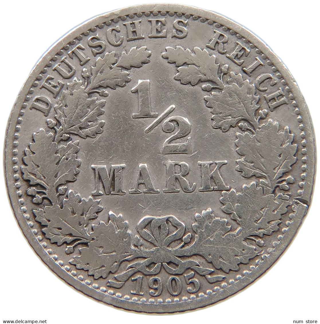 GERMANY EMPIRE 1/2 MARK 1905 A #a073 0435 - 1/2 Mark