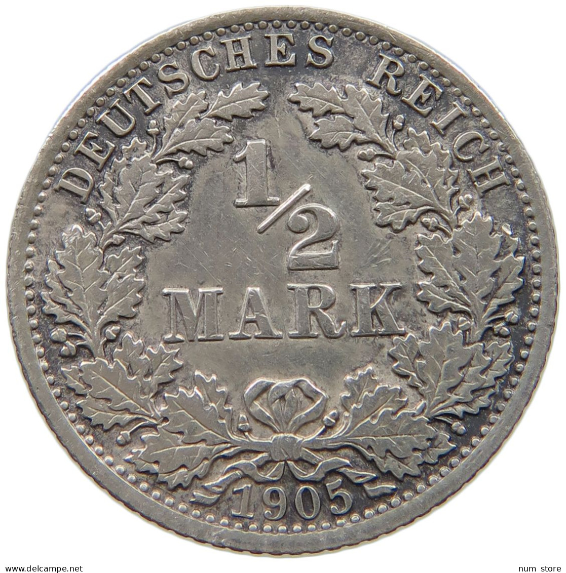 GERMANY EMPIRE 1/2 MARK 1905 A #a073 0393 - 1/2 Mark