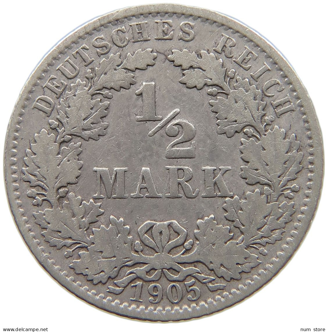 GERMANY EMPIRE 1/2 MARK 1905 A #a073 0317 - 1/2 Mark