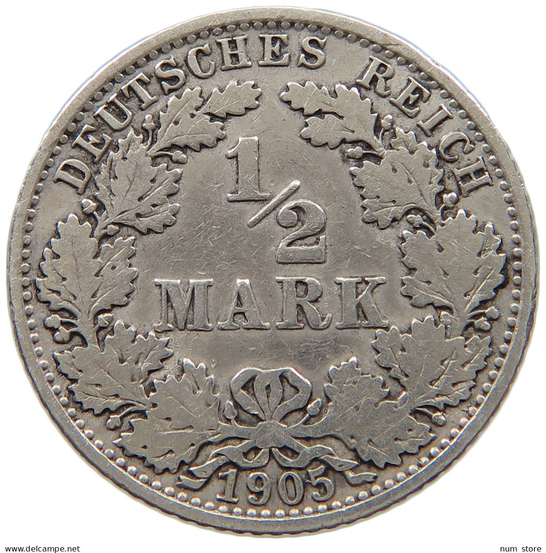 GERMANY EMPIRE 1/2 MARK 1905 A #a045 0731 - 1/2 Mark