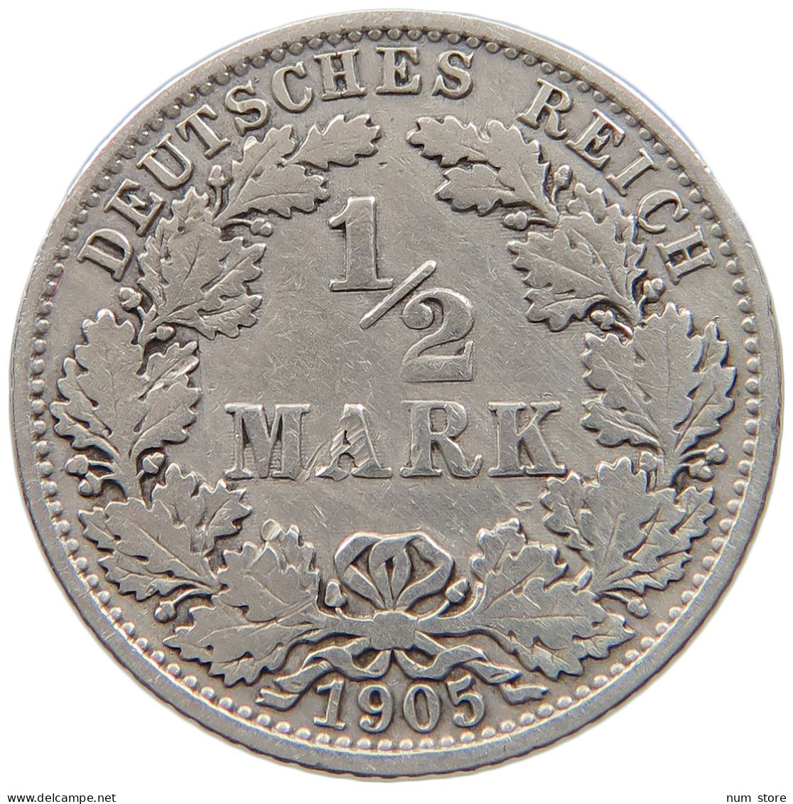 GERMANY EMPIRE 1/2 MARK 1905 A #a045 0727 - 1/2 Mark