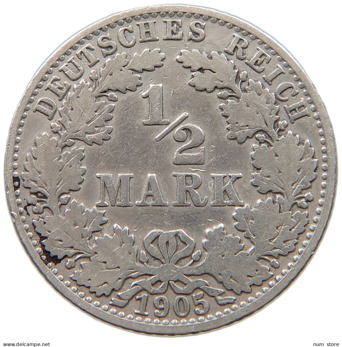 GERMANY EMPIRE 1/2 MARK 1905 A #a044 0923 - 1/2 Mark