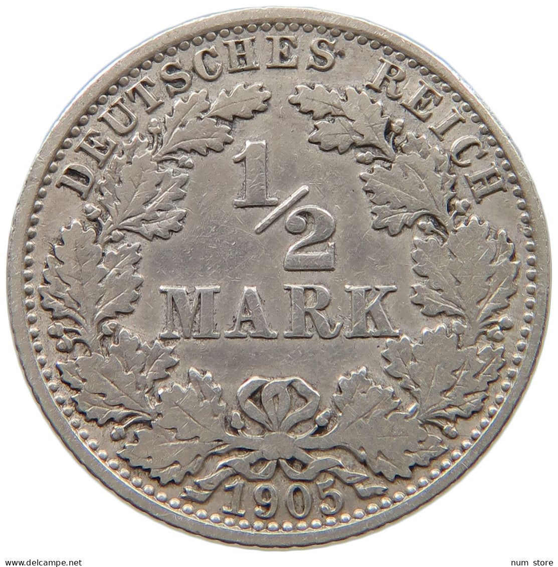 GERMANY EMPIRE 1/2 MARK 1905 A #a044 0121 - 1/2 Mark