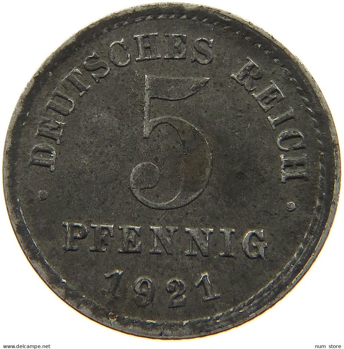 GERMANY EMPIRE 5 PFENNIG 1921 J #a035 0547 - 5 Renten- & 5 Reichspfennig