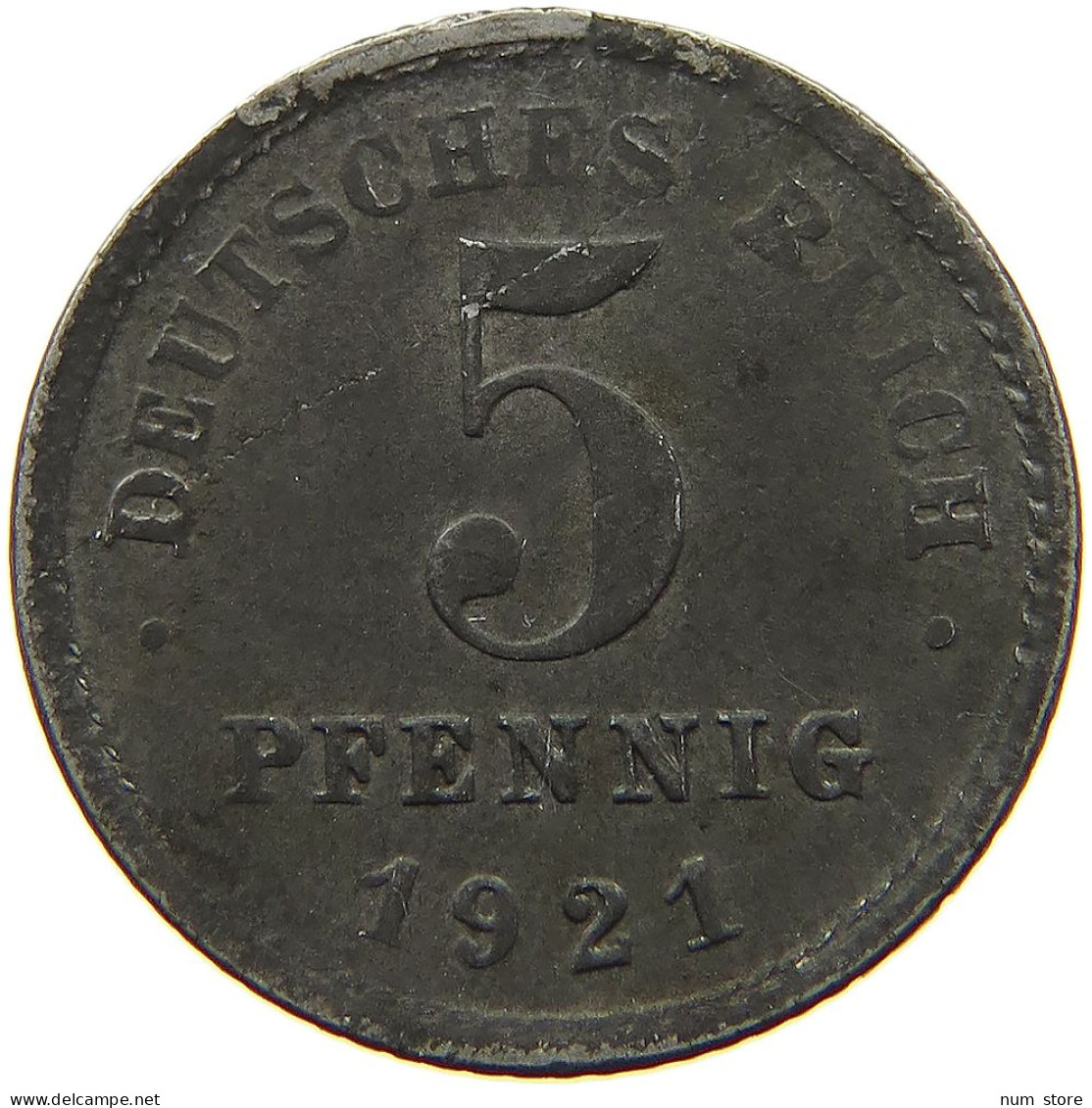 GERMANY EMPIRE 5 PFENNIG 1921 E #a057 0121 - 5 Renten- & 5 Reichspfennig