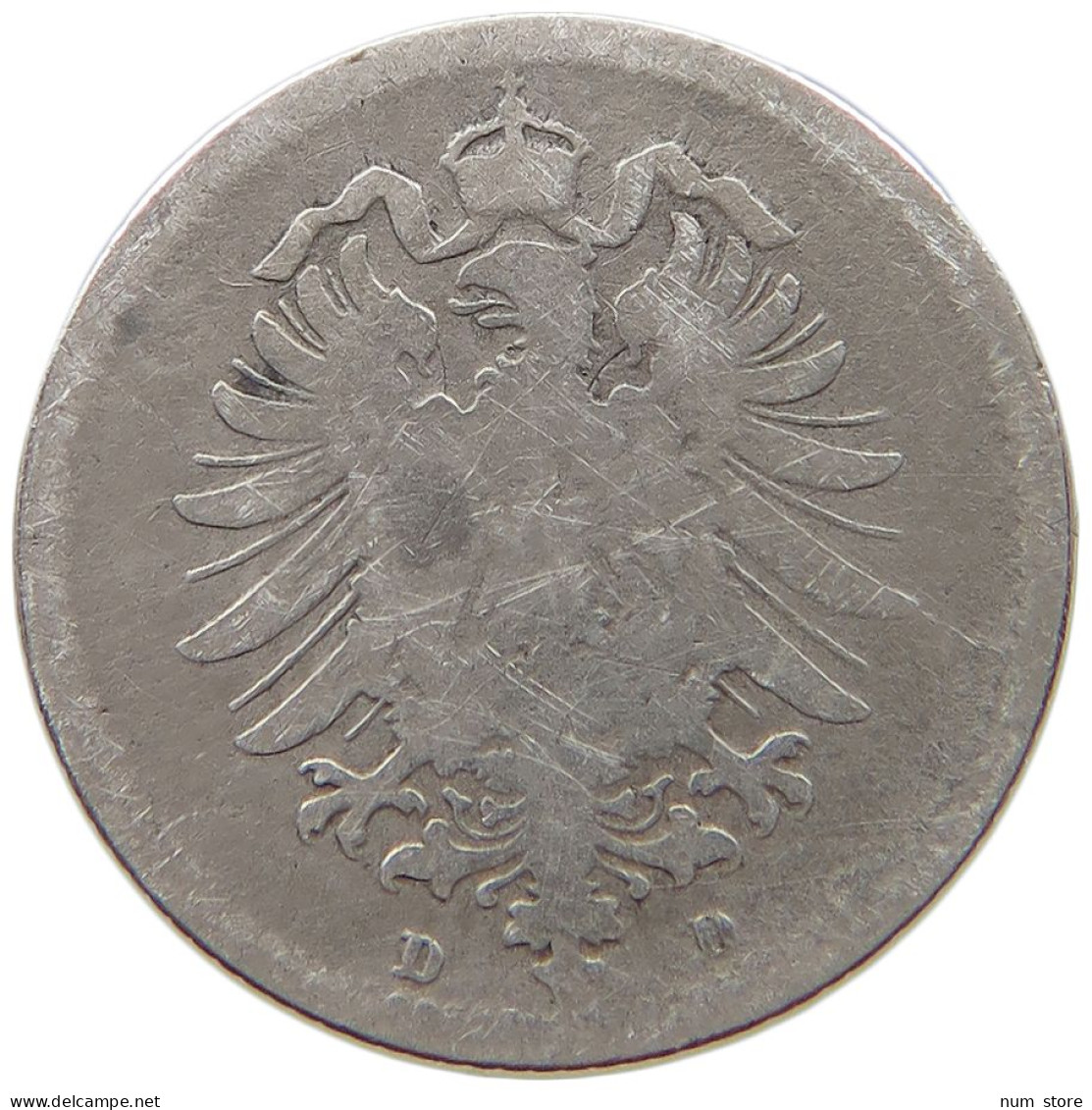 GERMANY EMPIRE 20 PFENNIG 1876 D #a004 0285 - 20 Pfennig