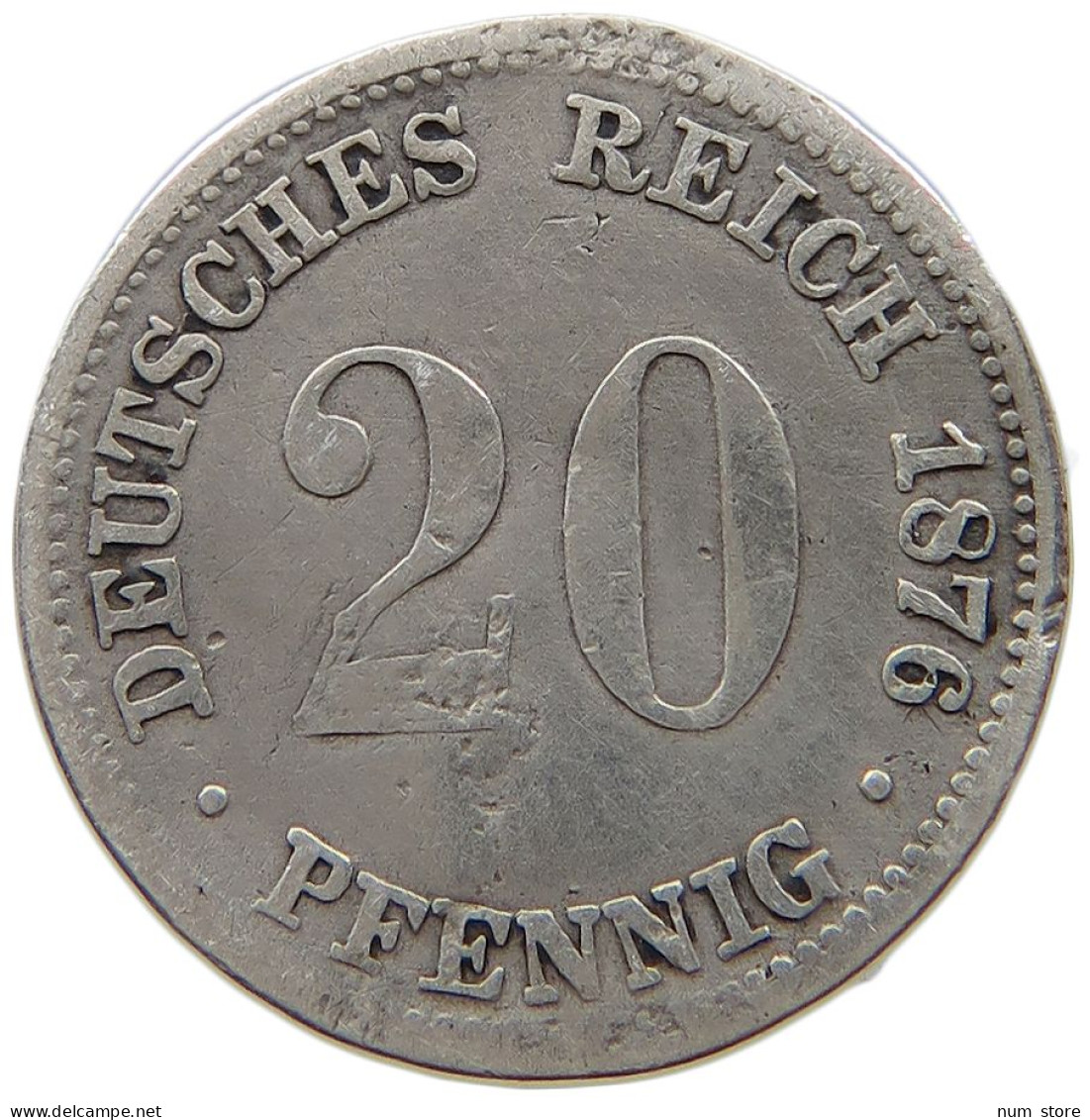 GERMANY EMPIRE 20 PFENNIG 1876 A #a082 0625 - 20 Pfennig