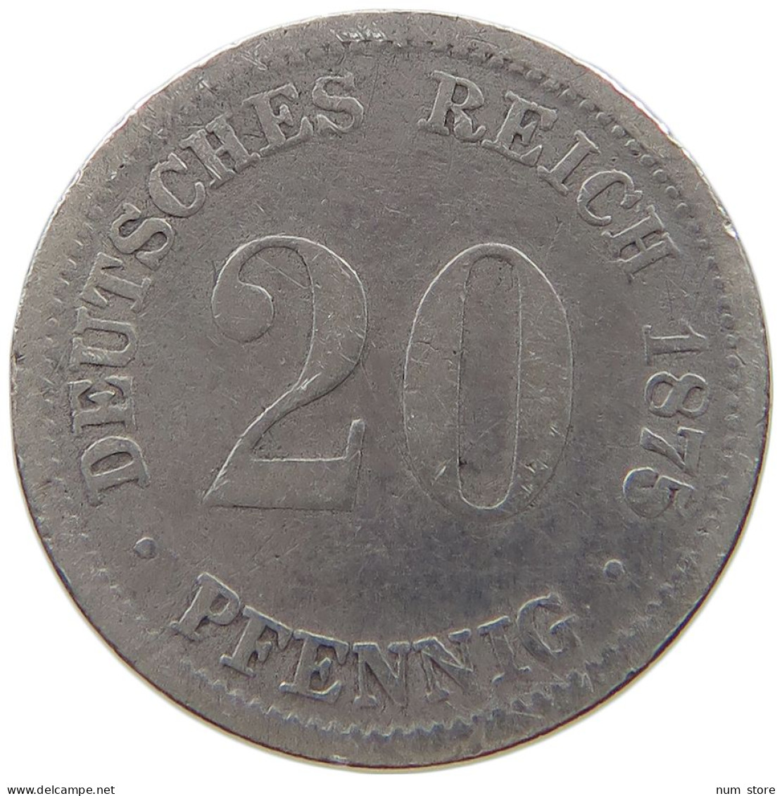 GERMANY EMPIRE 20 PFENNIG 1875 D #a004 0289 - 20 Pfennig