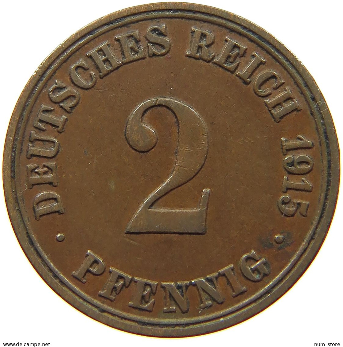 GERMANY EMPIRE 2 PFENNIG 1915 A #s068 0405 - 2 Pfennig