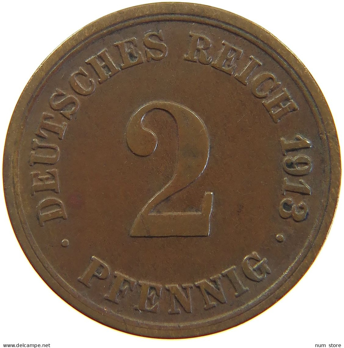 GERMANY EMPIRE 2 PFENNIG 1913 F #a066 0711 - 2 Pfennig