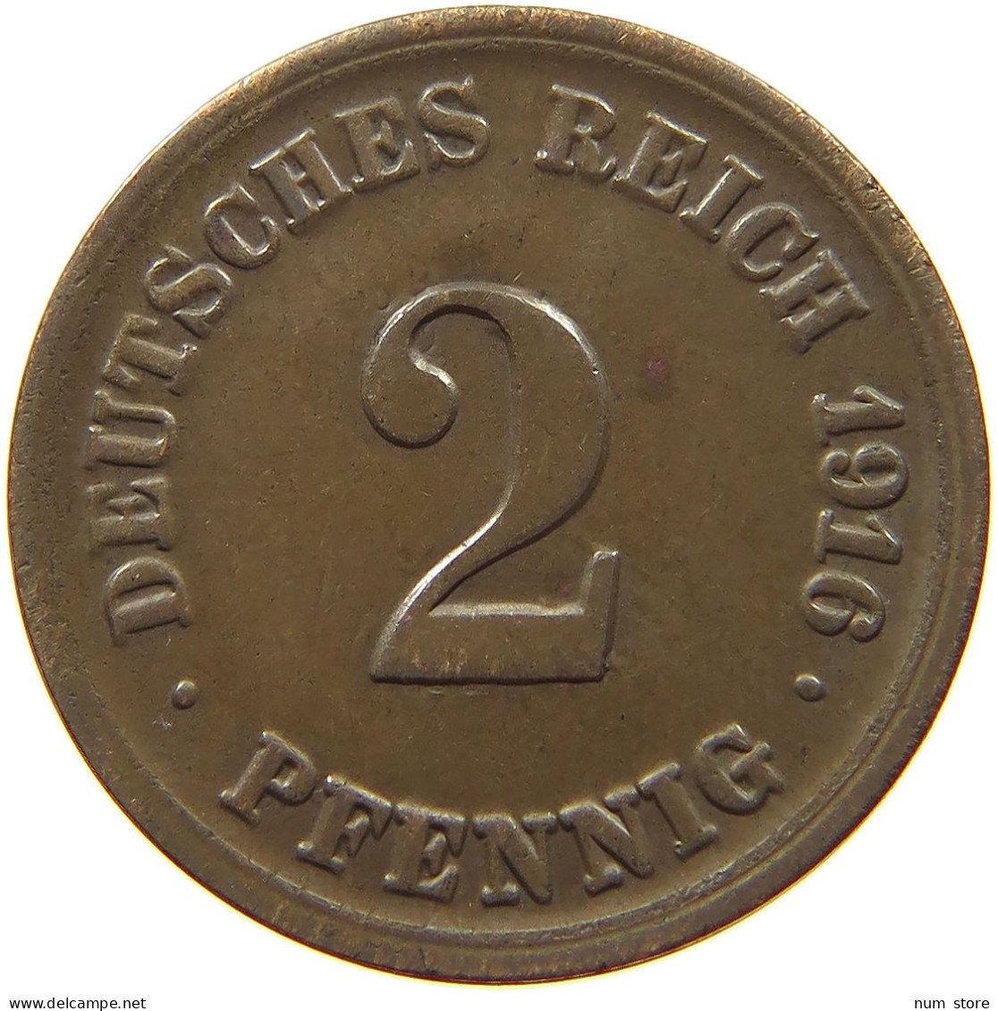 GERMANY EMPIRE 2 PFENNIG 1916 F #s068 0381 - 2 Pfennig