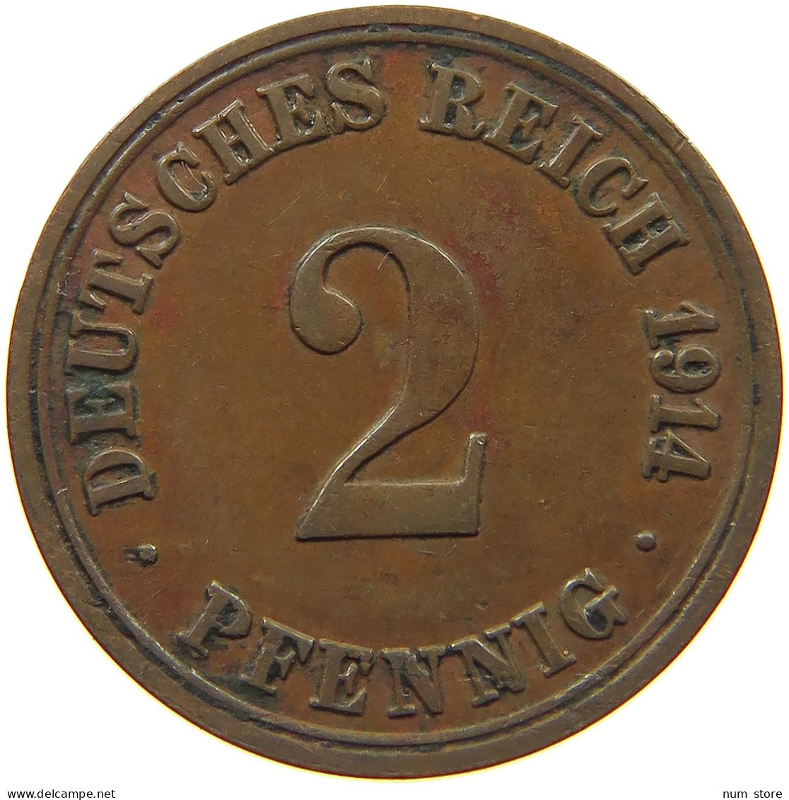 GERMANY EMPIRE 2 PFENNIG 1914 A #s068 0451 - 2 Pfennig
