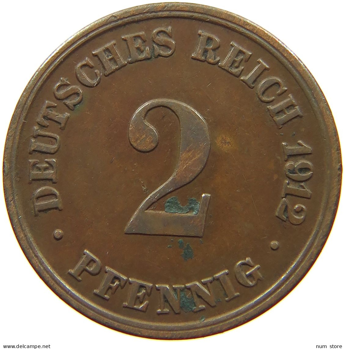 GERMANY EMPIRE 2 PFENNIG 1912 D #s068 0313 - 2 Pfennig