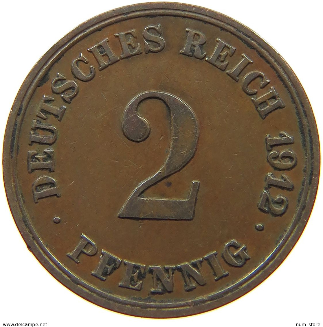 GERMANY EMPIRE 2 PFENNIG 1912 E #s068 0355 - 2 Pfennig
