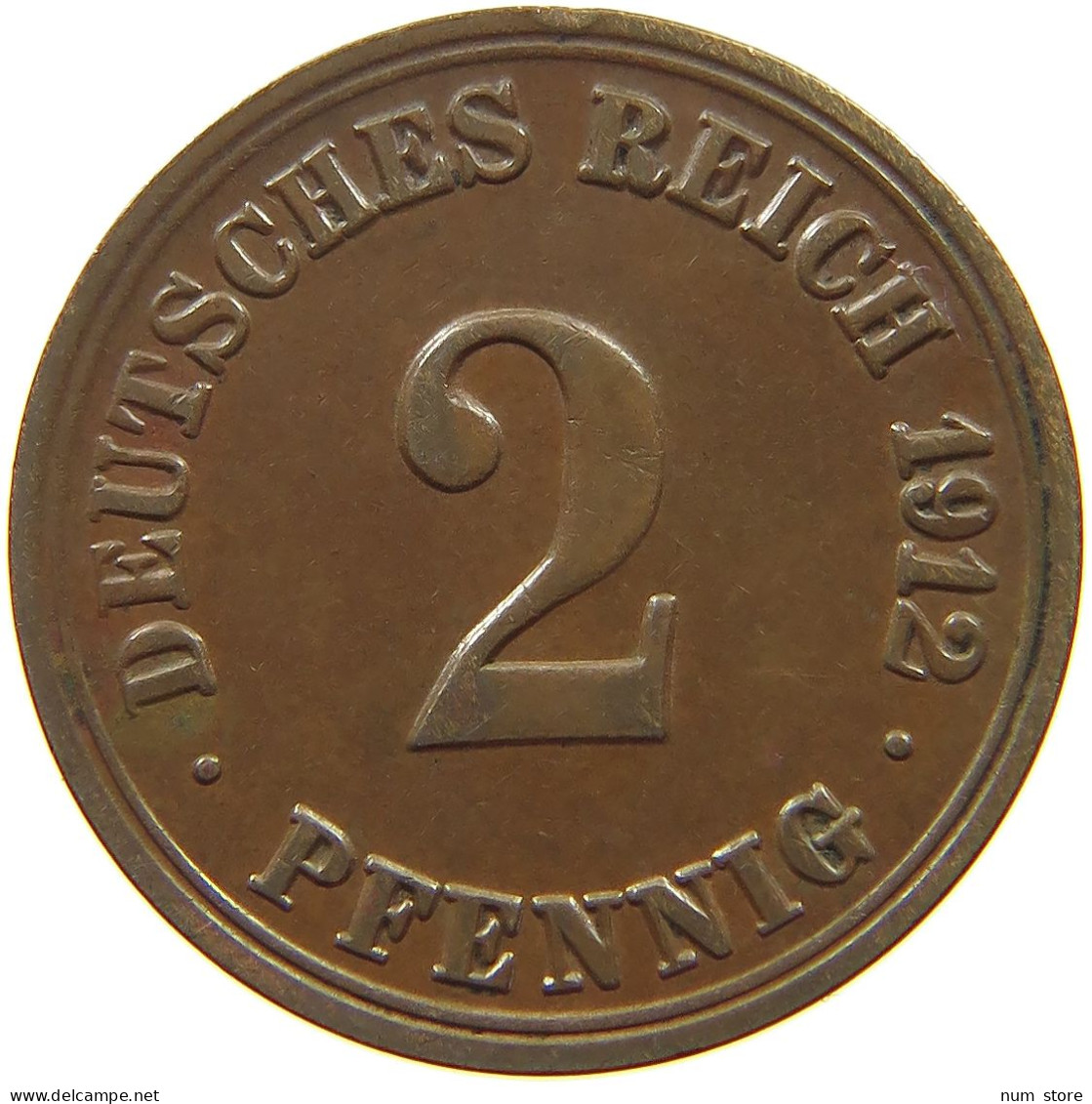 GERMANY EMPIRE 2 PFENNIG 1912 A #s068 0441 - 2 Pfennig