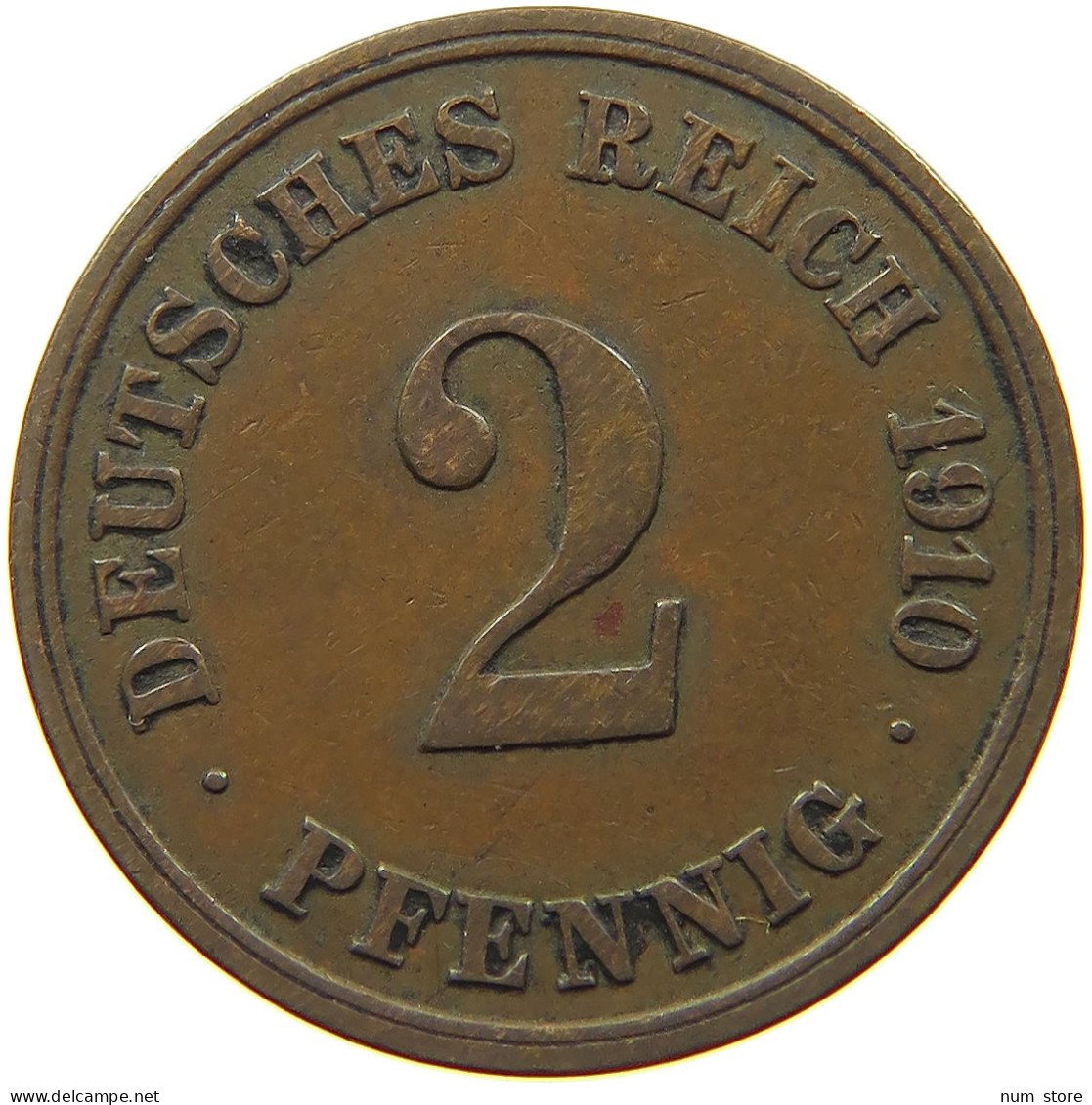 GERMANY EMPIRE 2 PFENNIG 1910 E #s068 0379 - 2 Pfennig