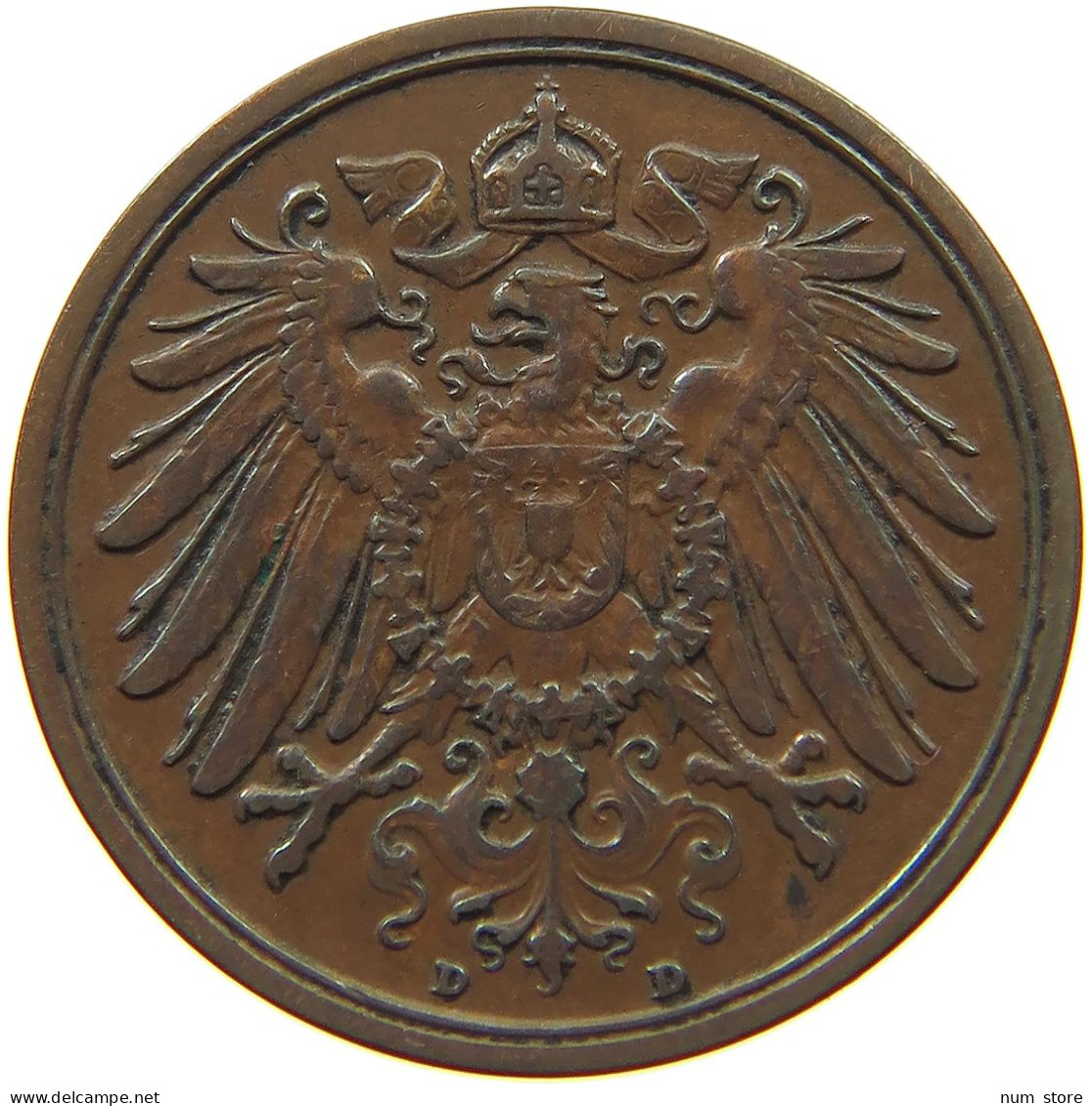 GERMANY EMPIRE 2 PFENNIG 1910 D #s068 0323 - 2 Pfennig