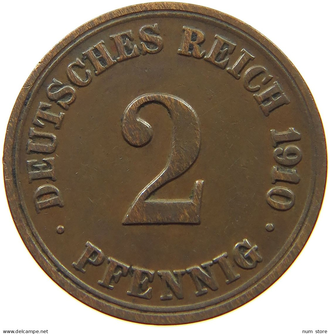 GERMANY EMPIRE 2 PFENNIG 1910 A #s068 0387 - 2 Pfennig