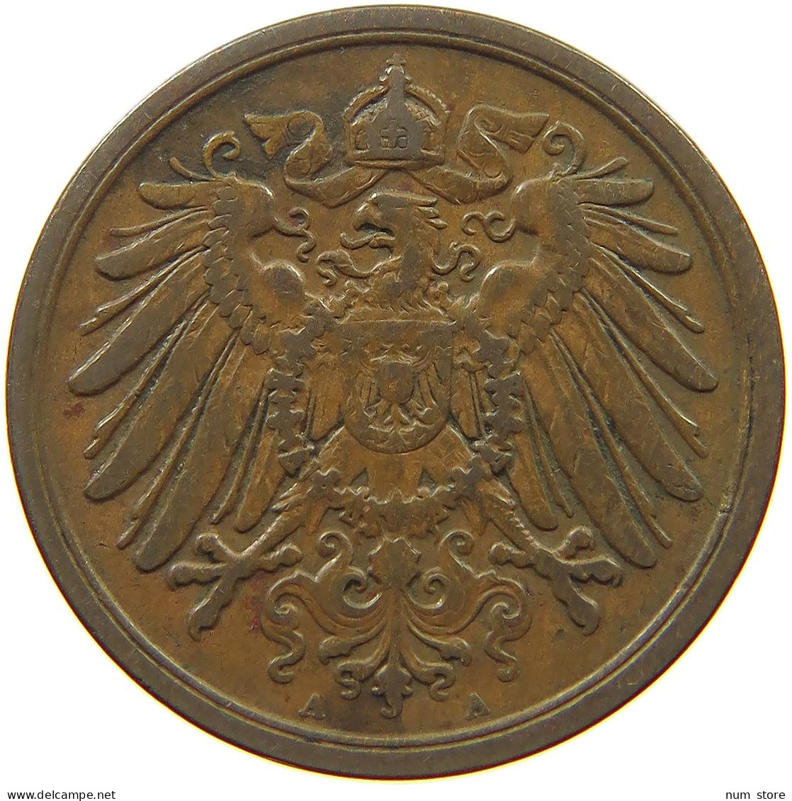 GERMANY EMPIRE 2 PFENNIG 1908 A #s068 0337 - 2 Pfennig