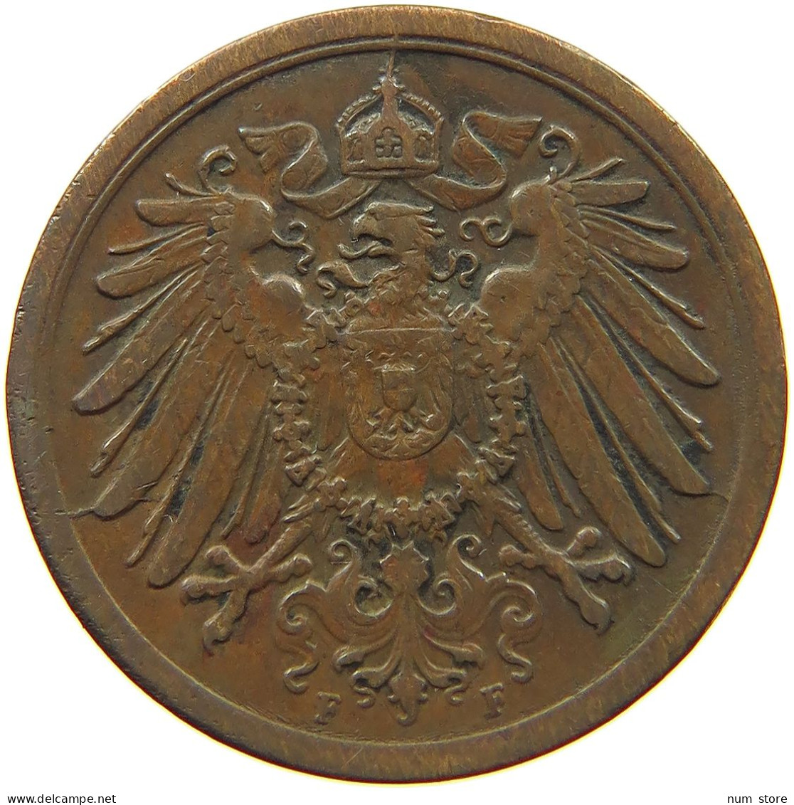 GERMANY EMPIRE 2 PFENNIG 1908 F #s068 0325 - 2 Pfennig