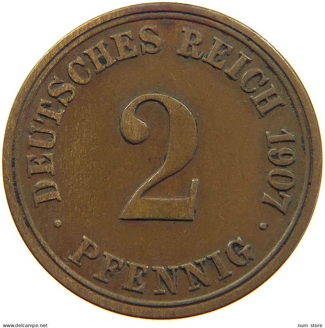 GERMANY EMPIRE 2 PFENNIG 1907 A #a013 0099 - 2 Pfennig