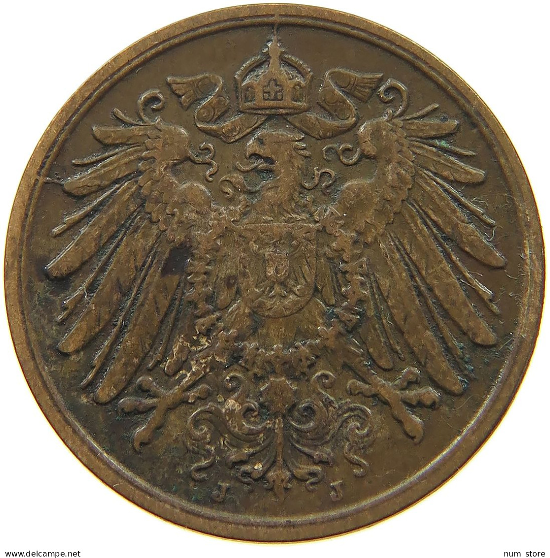 GERMANY EMPIRE 2 PFENNIG 1906 J #s080 0165 - 2 Pfennig