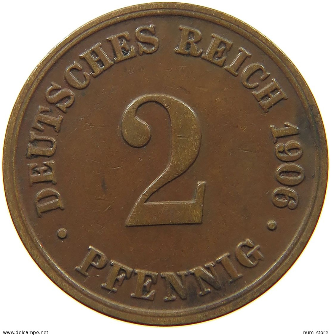 GERMANY EMPIRE 2 PFENNIG 1906 D #c082 0211 - 2 Pfennig