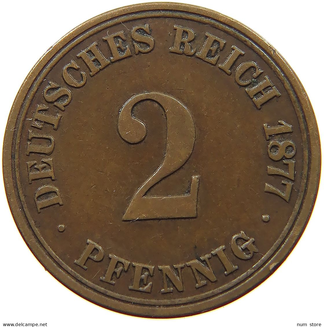 GERMANY EMPIRE 2 PFENNIG 1877 A #s078 0871 - 2 Pfennig