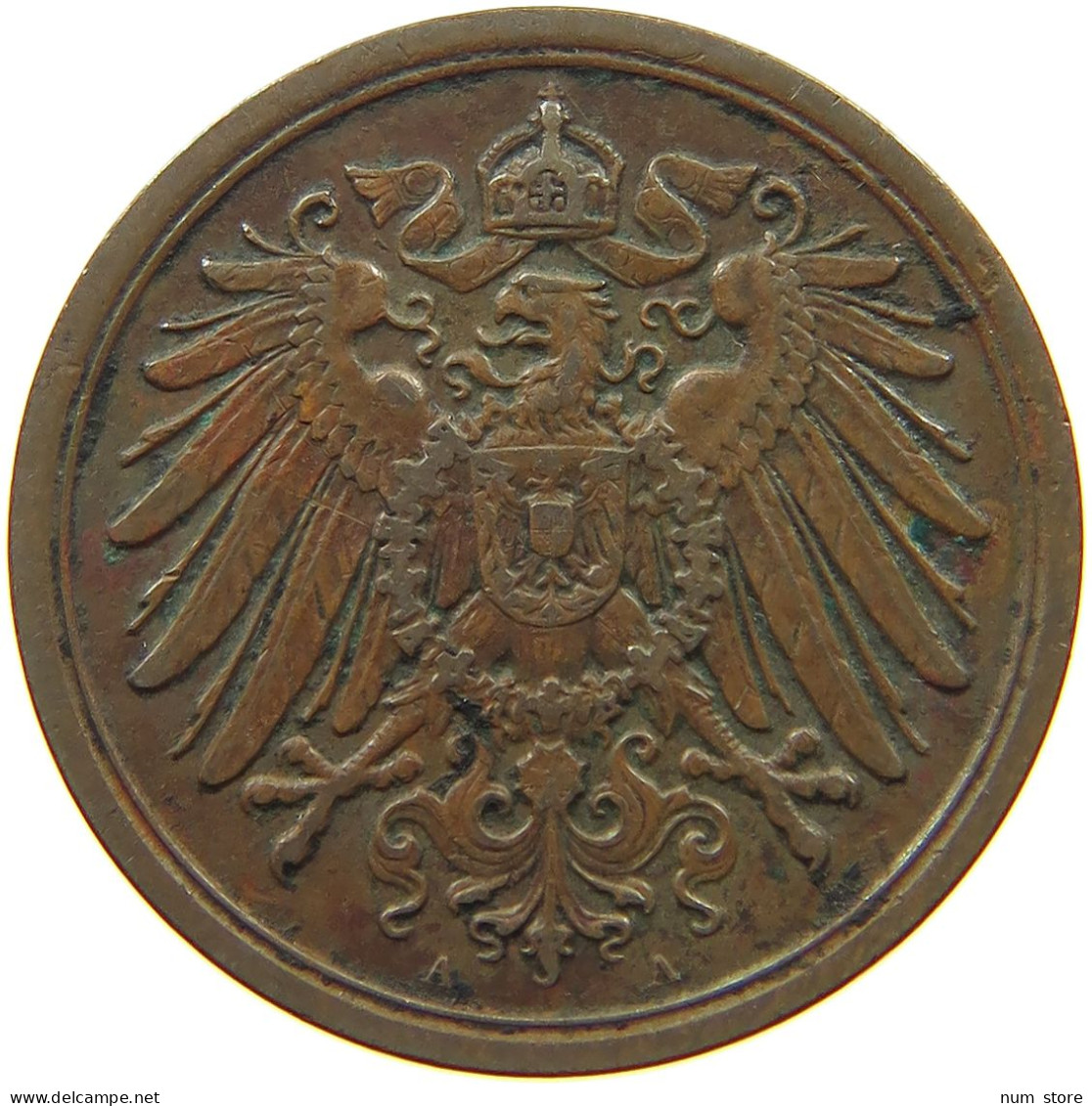 GERMANY EMPIRE 2 PFENNIG 1905 A #s068 0413 - 2 Pfennig