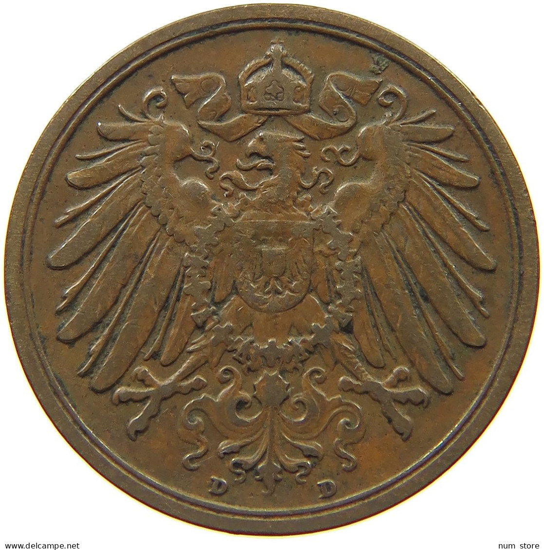GERMANY EMPIRE 2 PFENNIG 1905 D #s068 0345 - 2 Pfennig