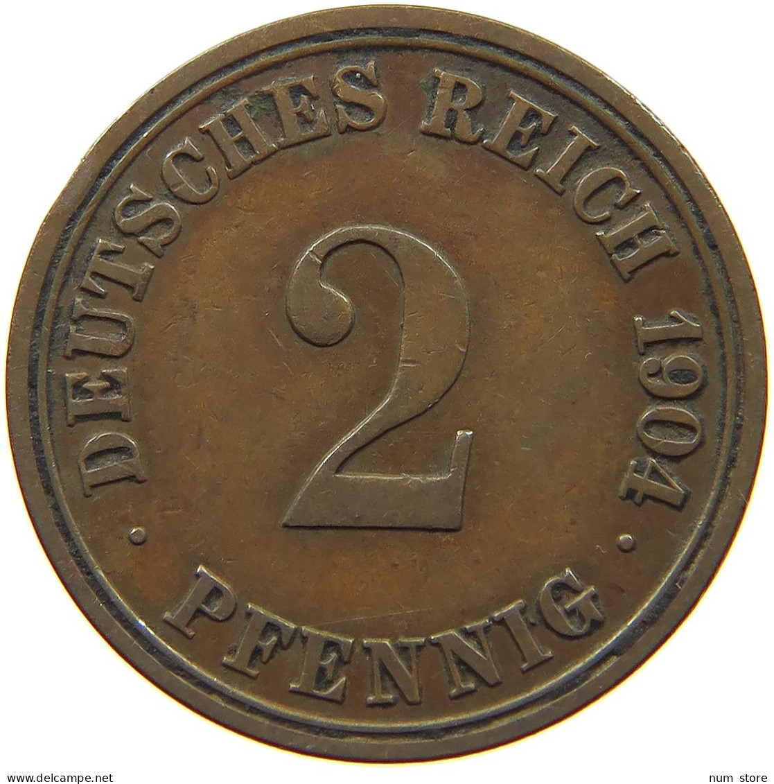 GERMANY EMPIRE 2 PFENNIG 1904 A #s068 0385 - 2 Pfennig