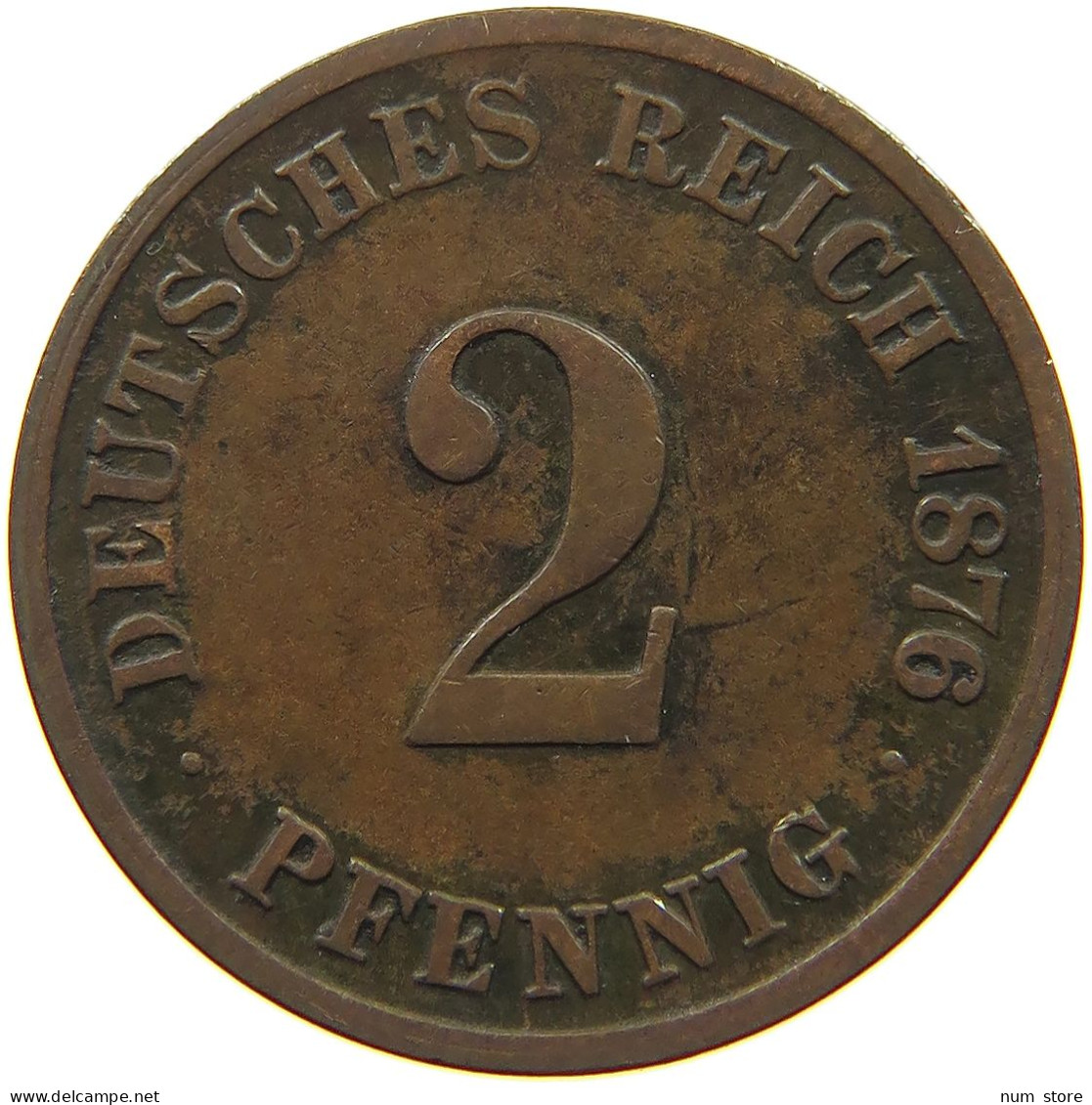 GERMANY EMPIRE 2 PFENNIG 1876 G #s068 0341 - 2 Pfennig