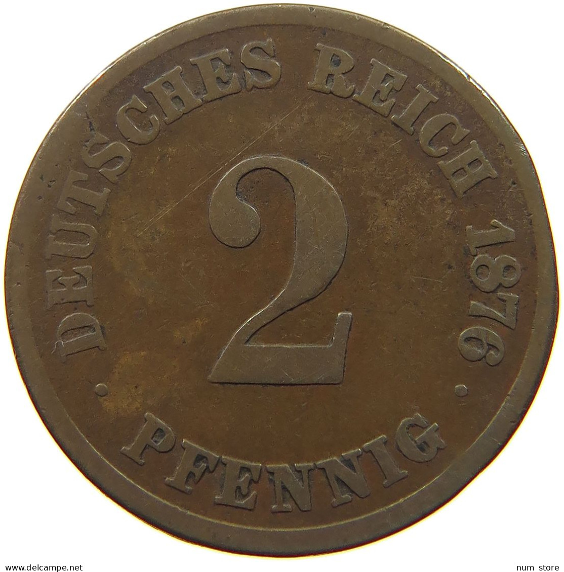 GERMANY EMPIRE 2 PFENNIG 1876 E #s068 0383 - 2 Pfennig