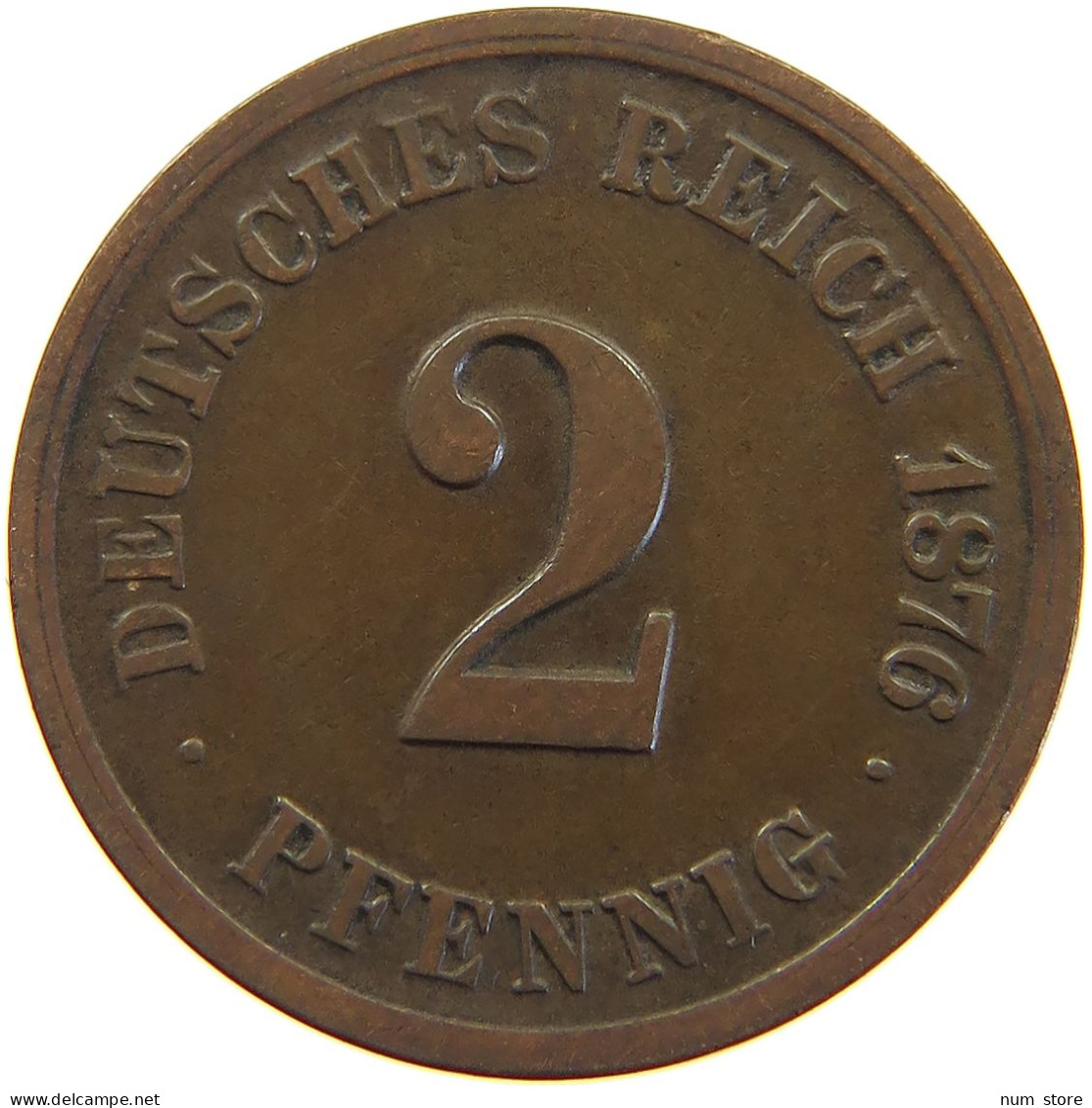 GERMANY EMPIRE 2 PFENNIG 1876 F #a066 0735 - 2 Pfennig