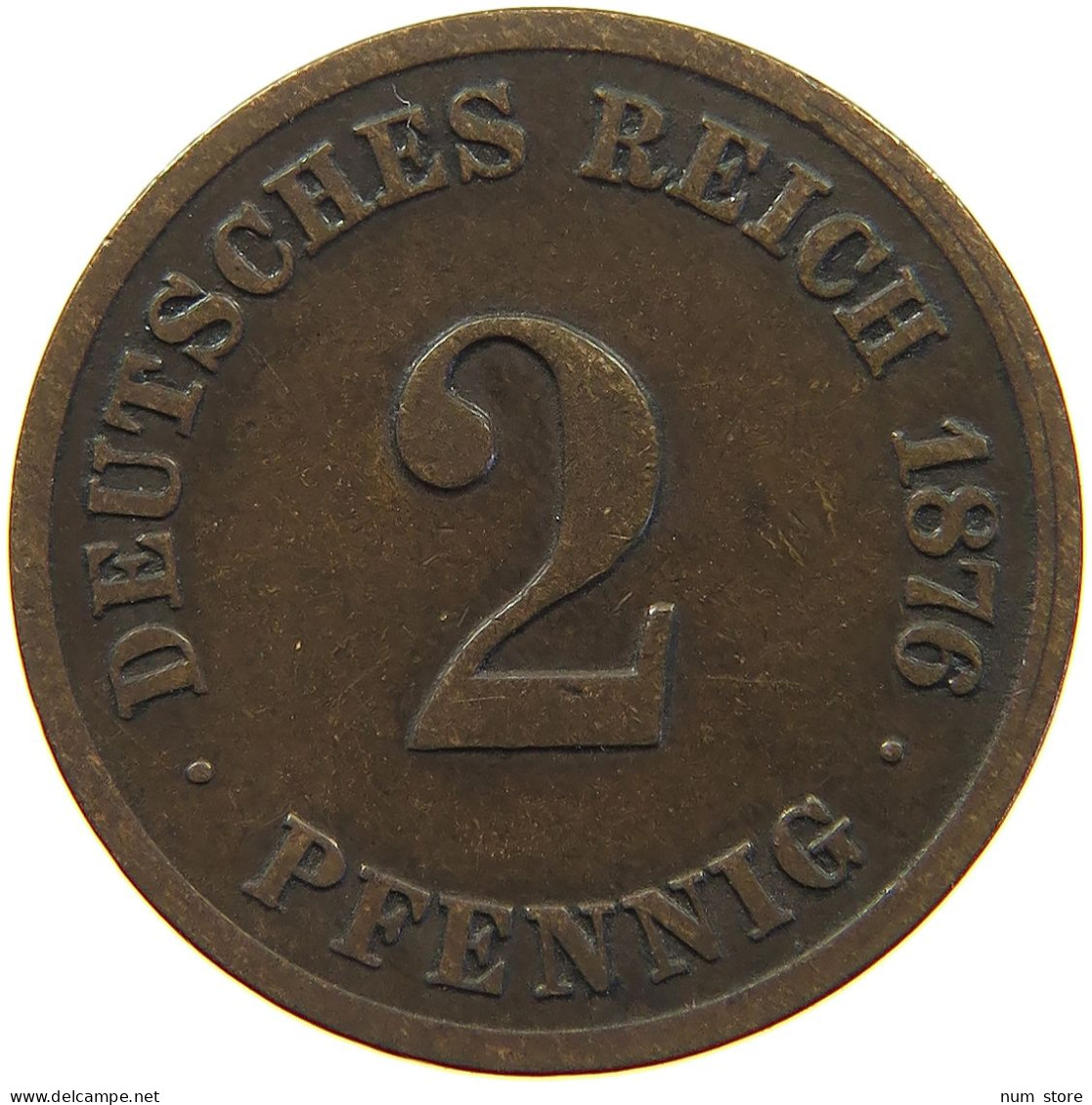 GERMANY EMPIRE 2 PFENNIG 1876 C #s012 0293 - 2 Pfennig