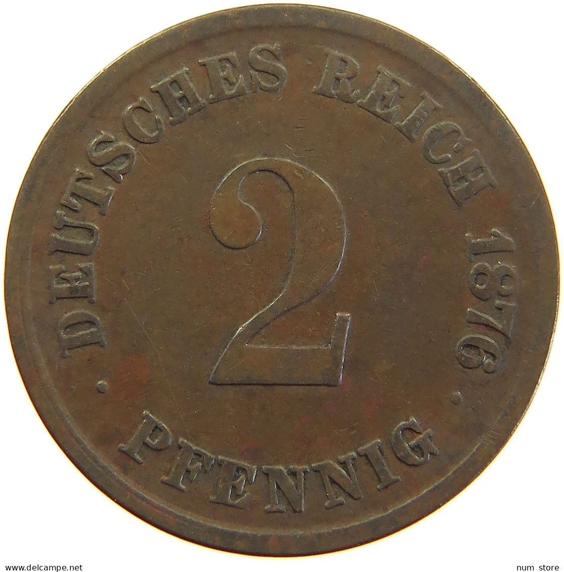 GERMANY EMPIRE 2 PFENNIG 1876 E #a066 0731 - 2 Pfennig