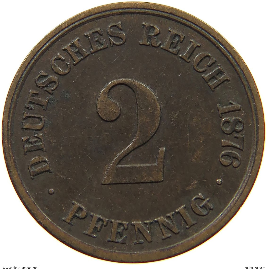 GERMANY EMPIRE 2 PFENNIG 1876 C #s060 0149 - 2 Pfennig