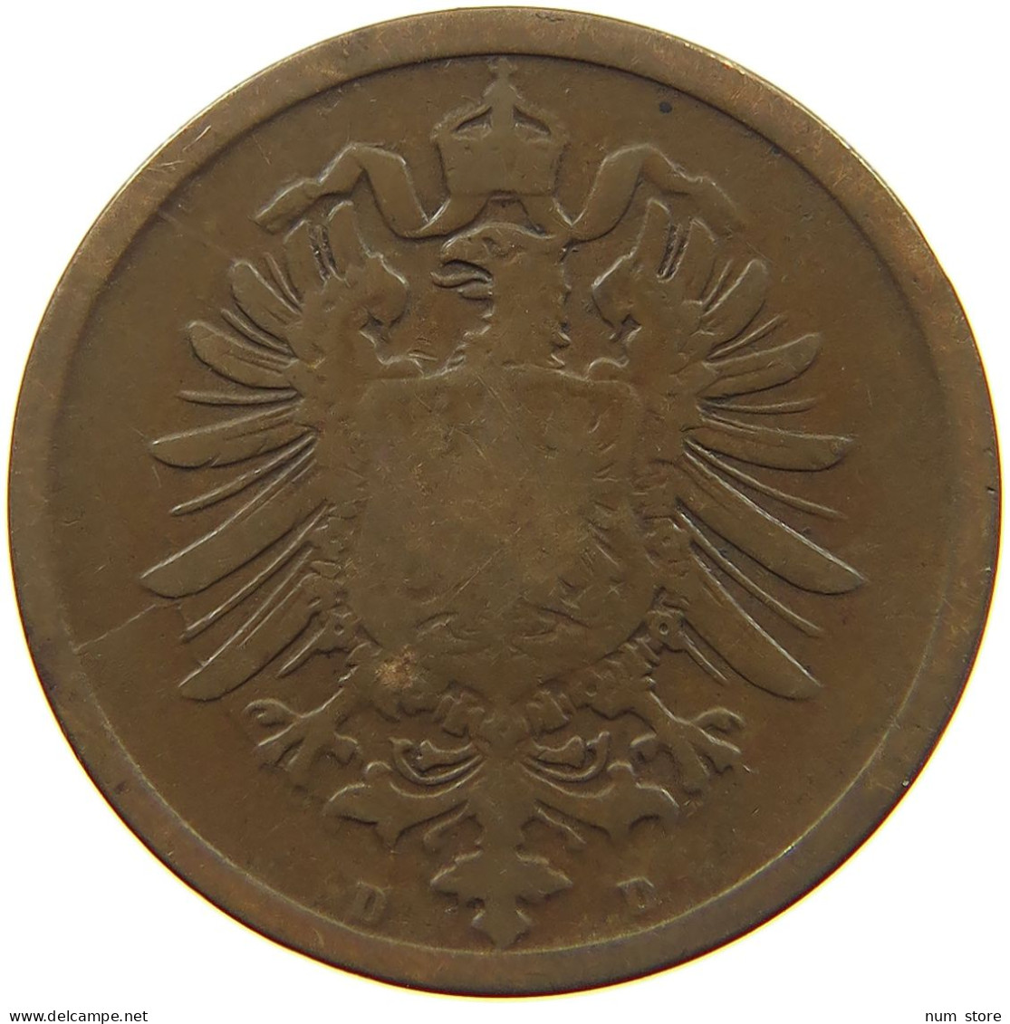 GERMANY EMPIRE 2 PFENNIG 1876 D #a095 0615 - 2 Pfennig
