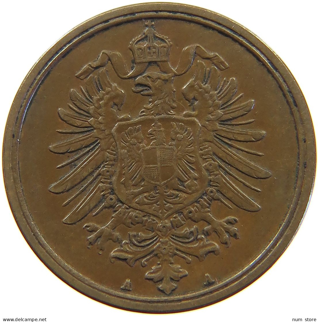 GERMANY EMPIRE 2 PFENNIG 1876 A #a054 0485 - 2 Pfennig