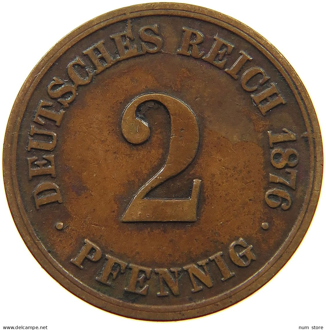 GERMANY EMPIRE 2 PFENNIG 1876 A #a013 0471 - 2 Pfennig